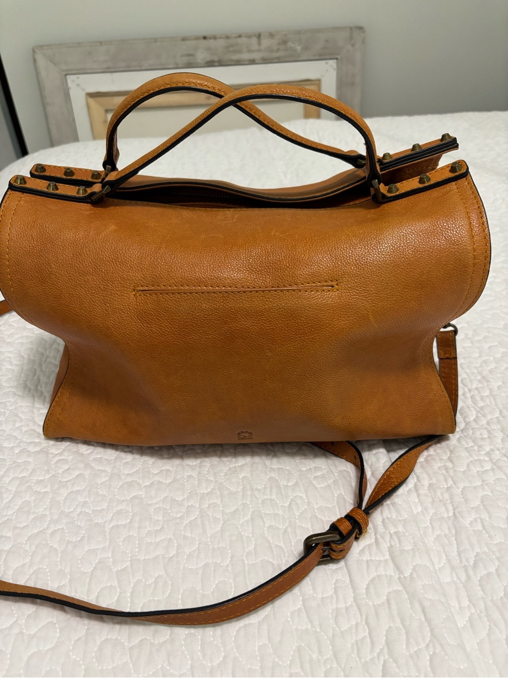 C&C California Lexi Tan Leather Satchel Crossbody Handbag - Women